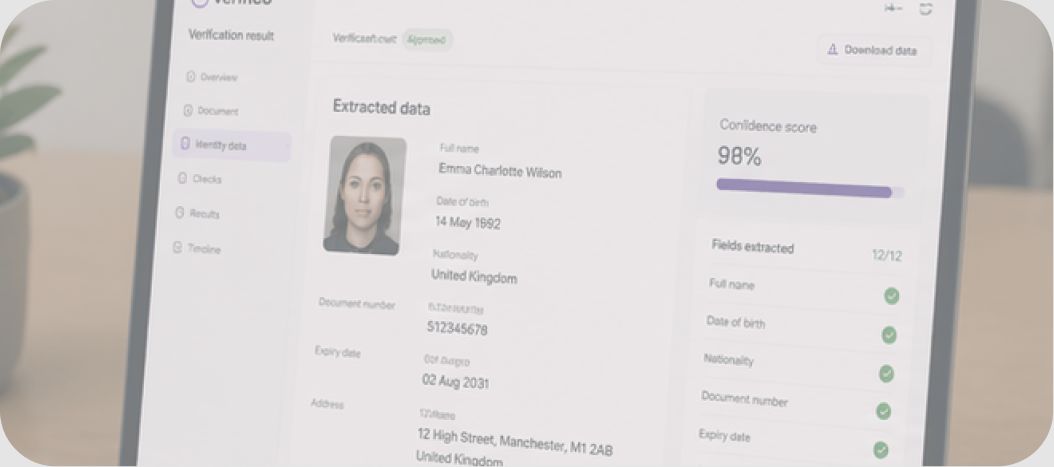 Structured data extracted from an identity document